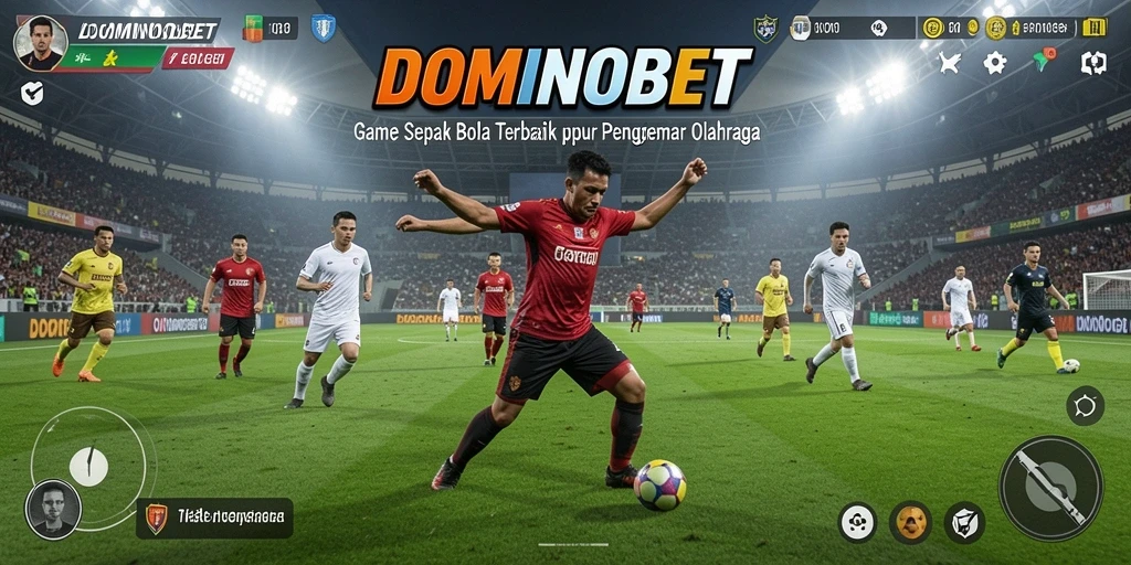 Tampilan gameplay menarik dalam DOMINOBET dengan tim sepak bola.
