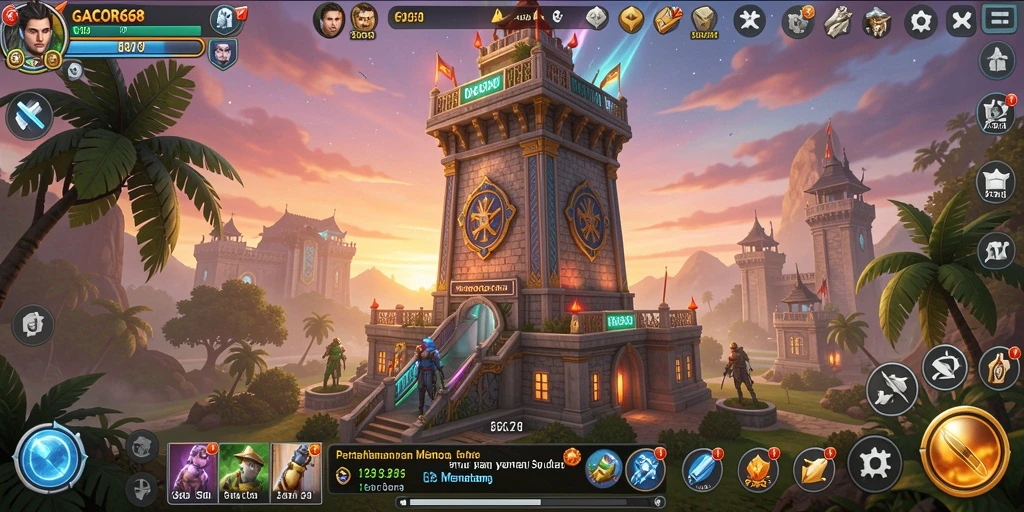 Screenshot GACOR668 menunjukkan aksi intens dalam game Tower Defense.