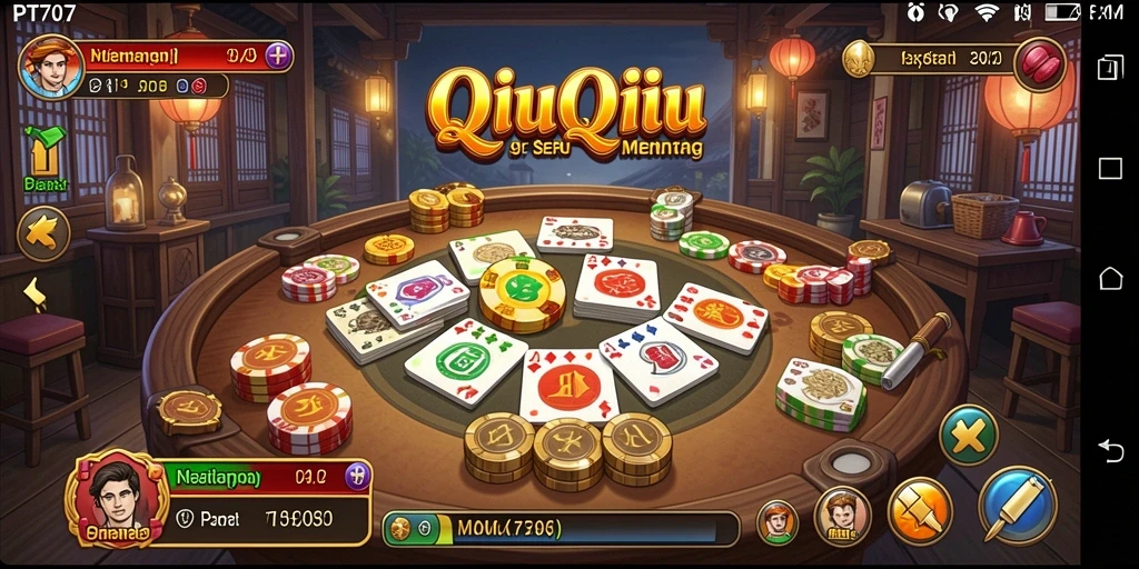 Tampilan gameplay QiuQiu yang seru dan interaktif.