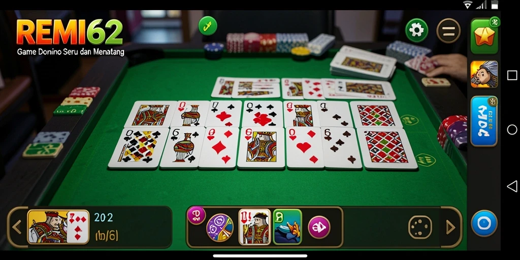 Tampilan gameplay seru dari game Domino REMI62.