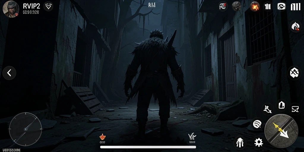 Screenshot gameplay RVIP2 yang menampilkan kengerian di kegelapan
